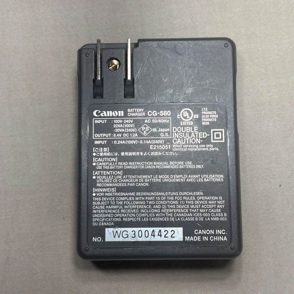 Canon CG-580 Battery Charger for BP-511‎ BP-511A BP-512 BP-514 Batteries Gray